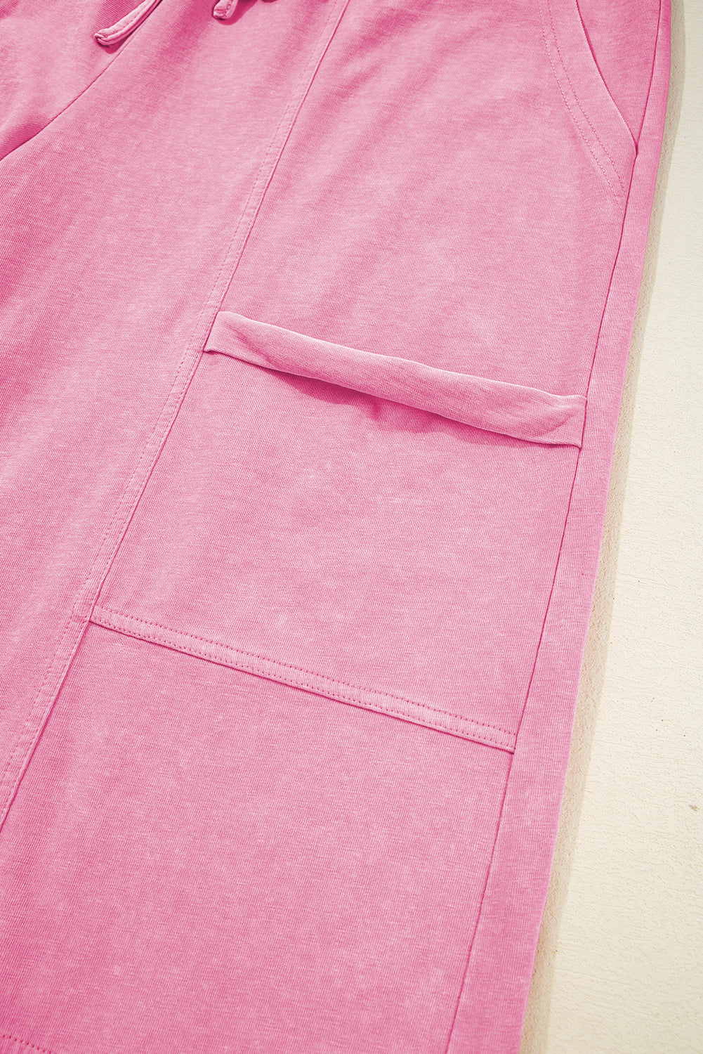 Mint Green Mineral Wash Exposed Seam Wide Leg Cargo Pants