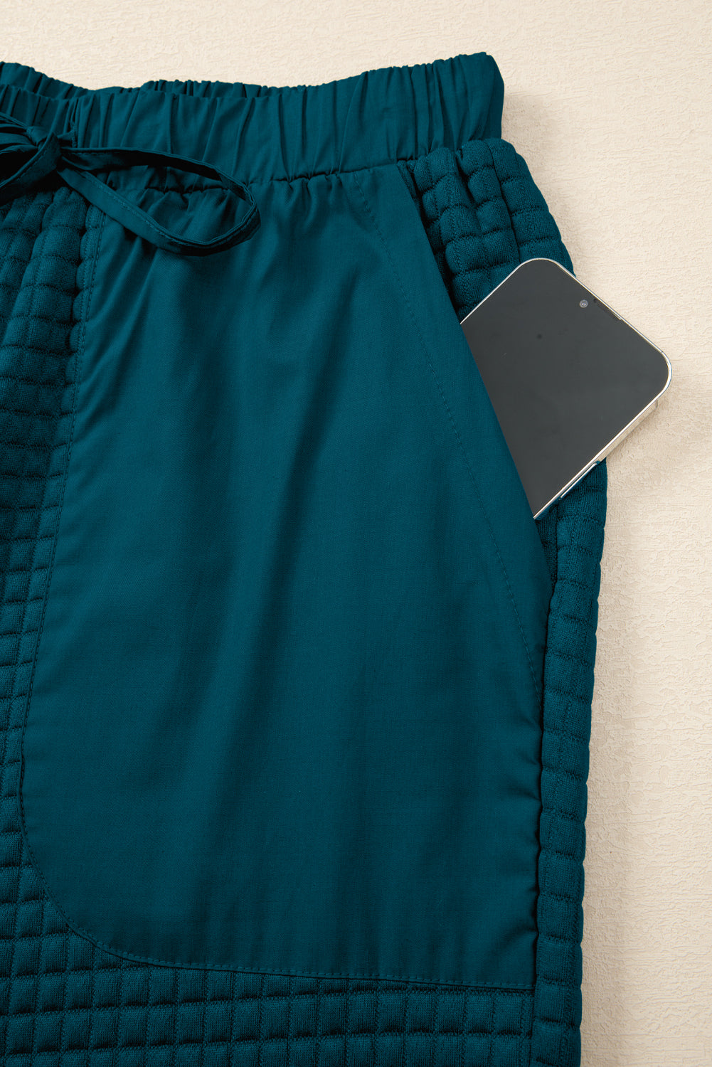 Skobeloff Checkered Texture Hooded Top and Loose Pants Set