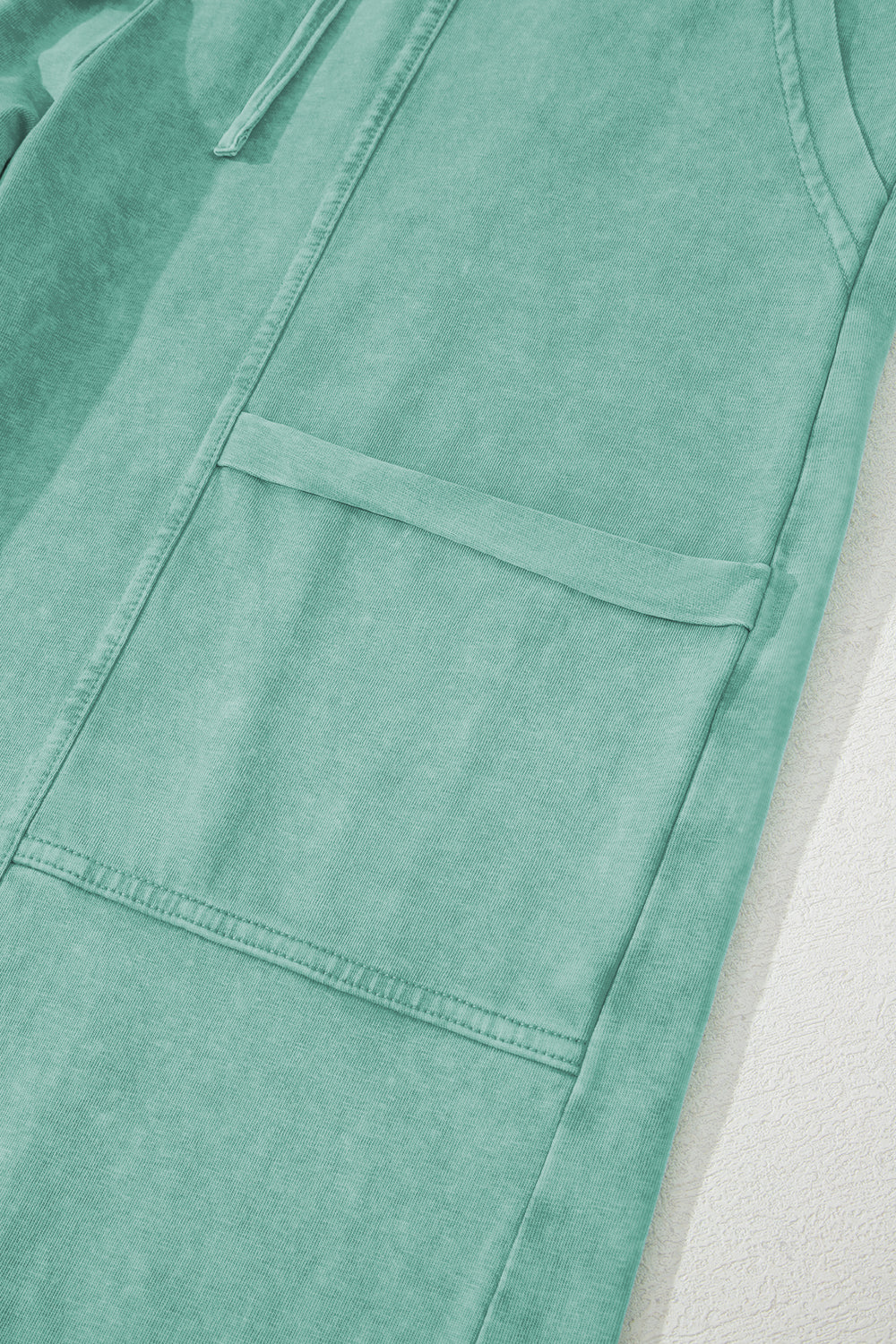 Mint Green Mineral Wash Exposed Seam Wide Leg Cargo Pants