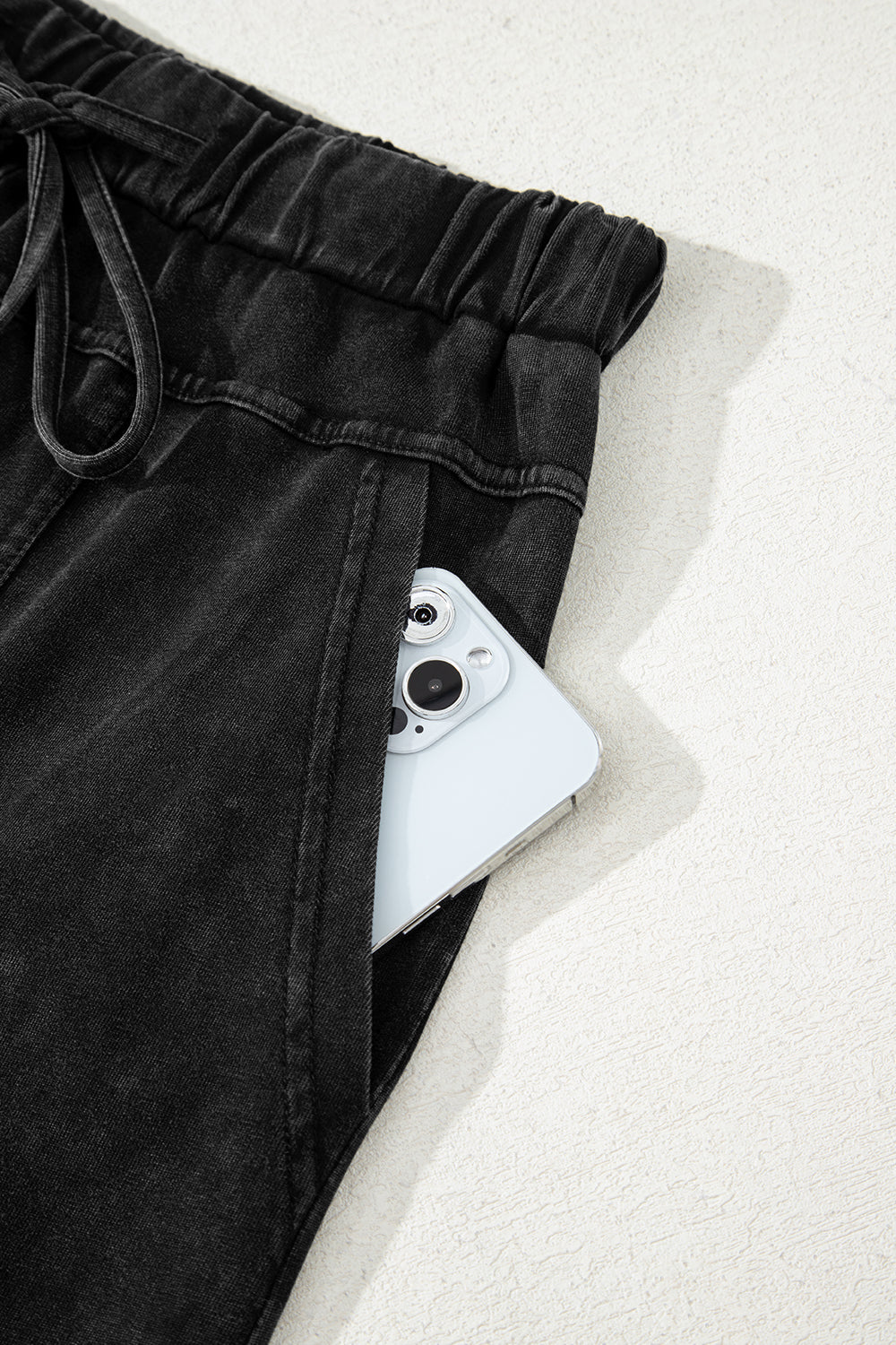 Mint Green Mineral Wash Exposed Seam Wide Leg Cargo Pants