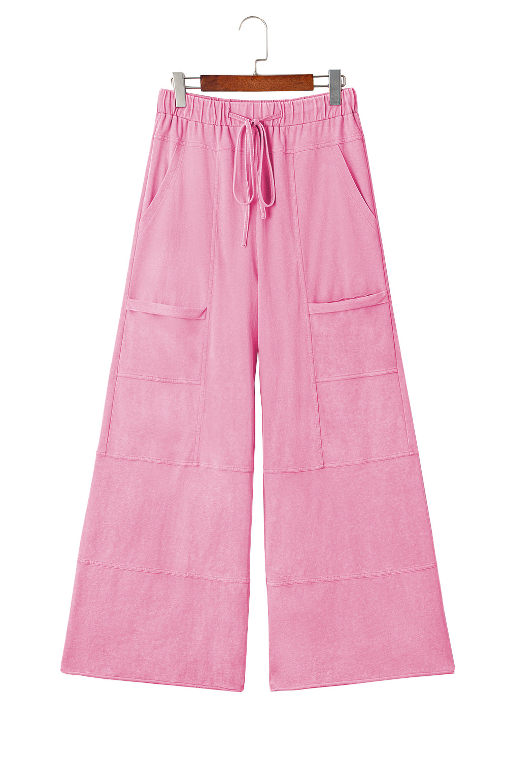 Mint Green Mineral Wash Exposed Seam Wide Leg Cargo Pants