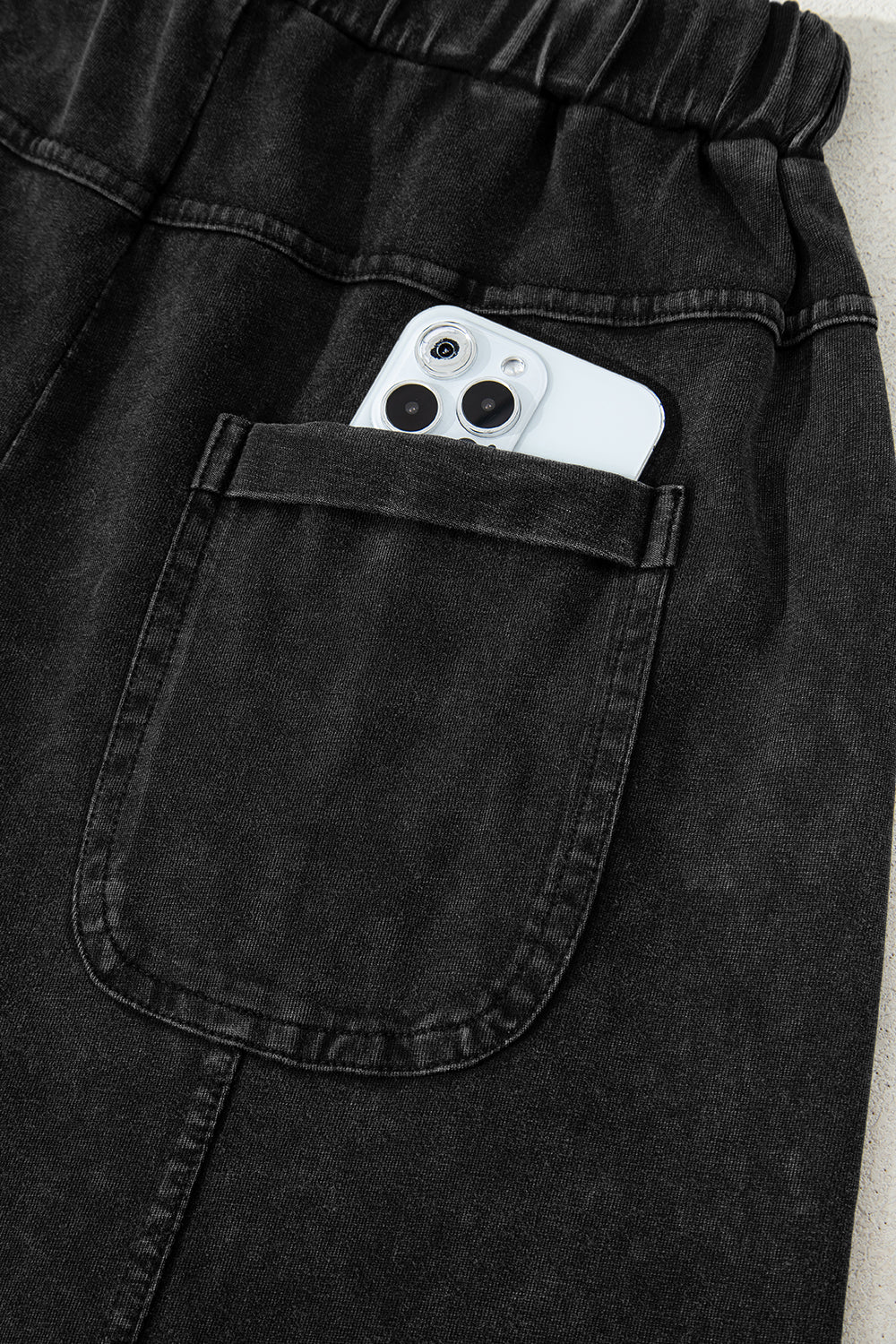 Mint Green Mineral Wash Exposed Seam Wide Leg Cargo Pants