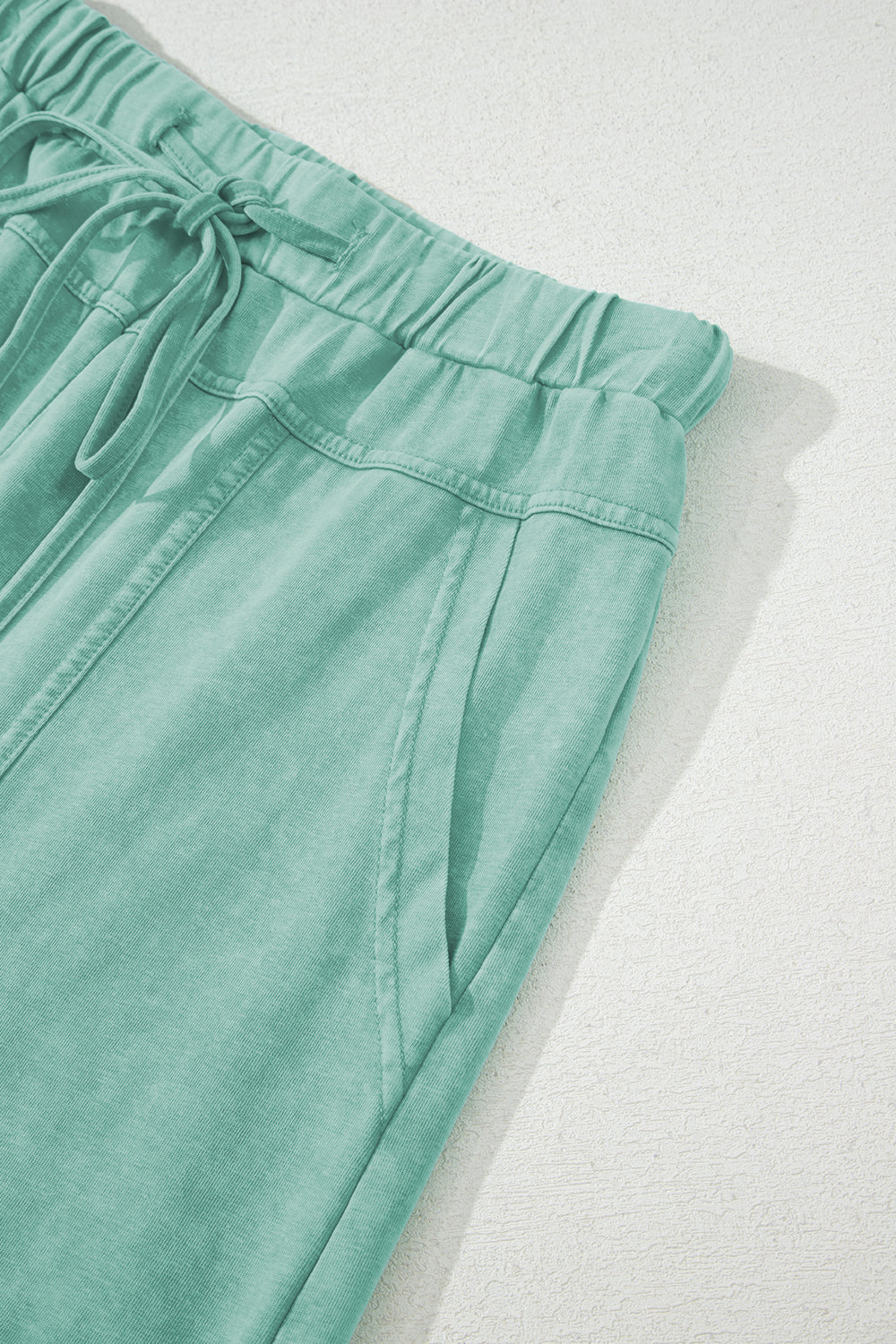 Mint Green Mineral Wash Exposed Seam Wide Leg Cargo Pants