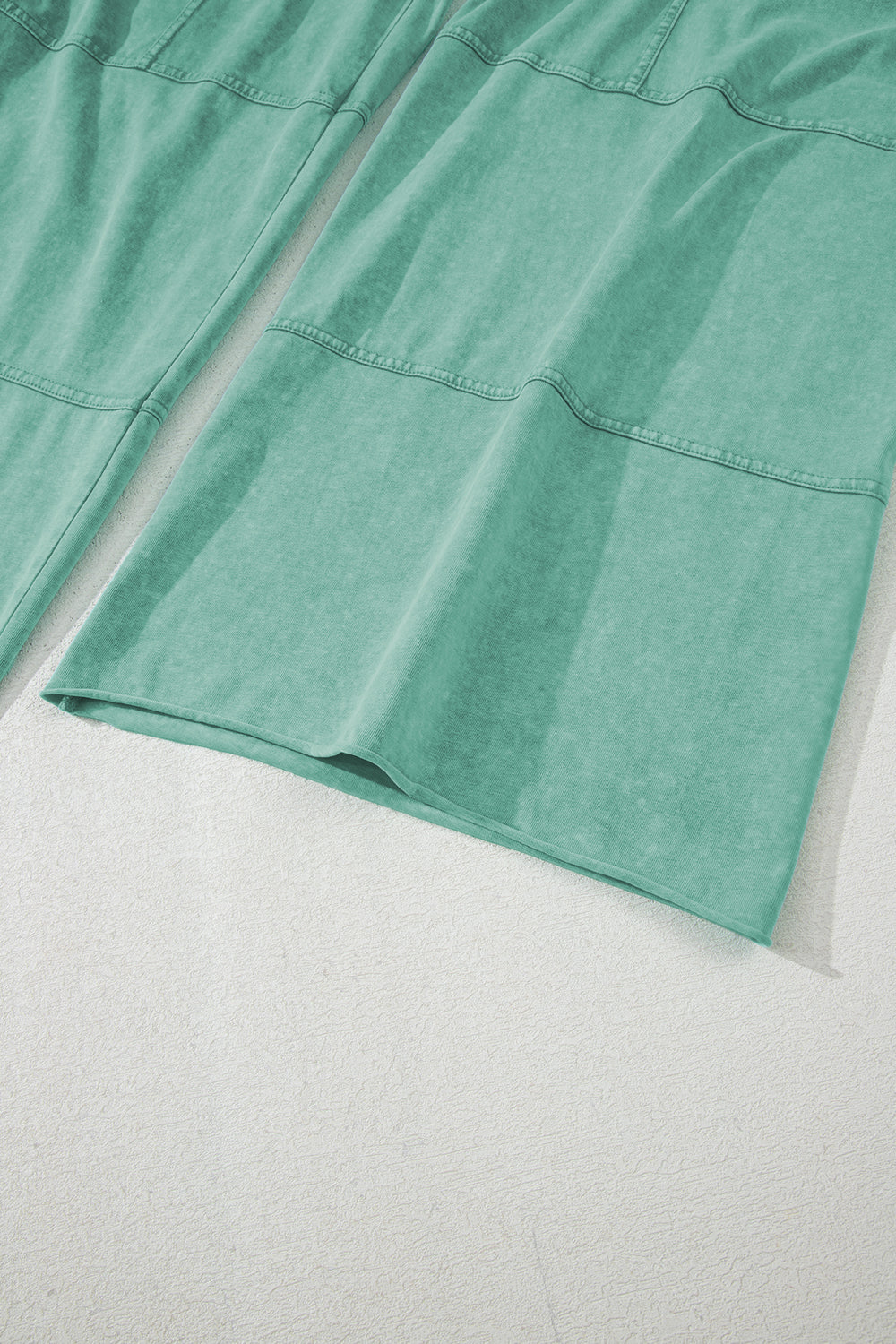 Mint Green Mineral Wash Exposed Seam Wide Leg Cargo Pants