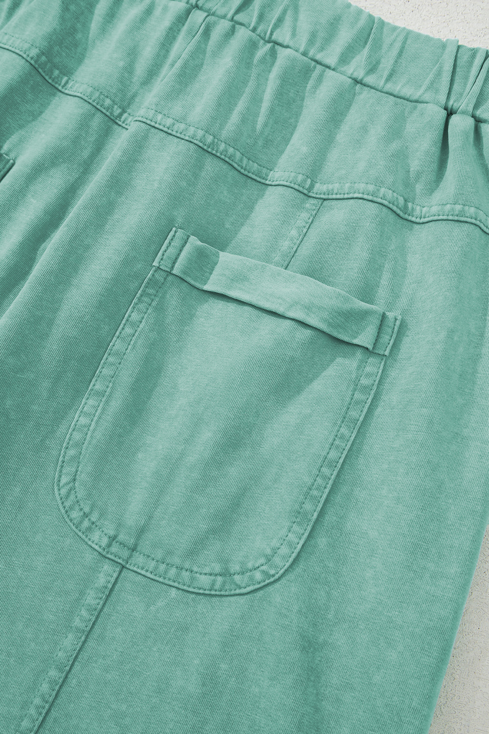 Mint Green Mineral Wash Exposed Seam Wide Leg Cargo Pants