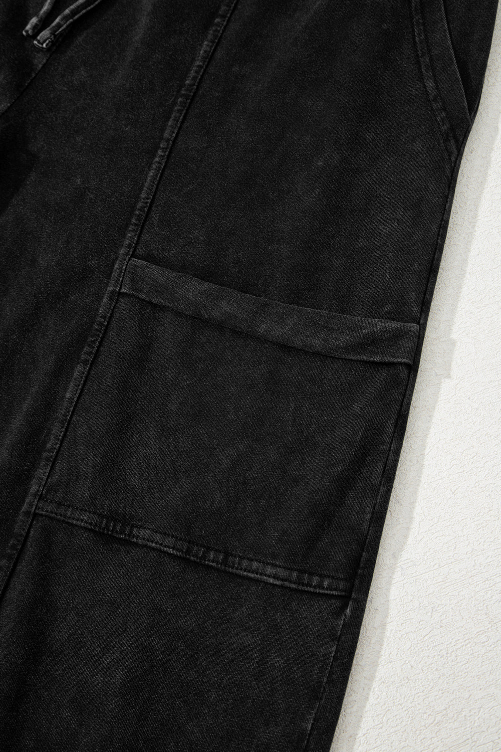 Mint Green Mineral Wash Exposed Seam Wide Leg Cargo Pants