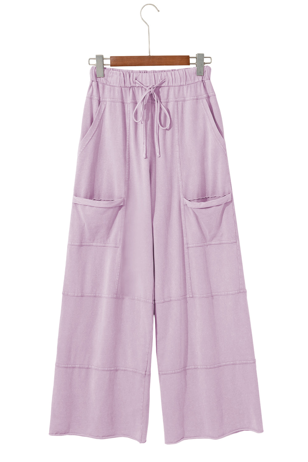 Mint Green Mineral Wash Exposed Seam Wide Leg Cargo Pants